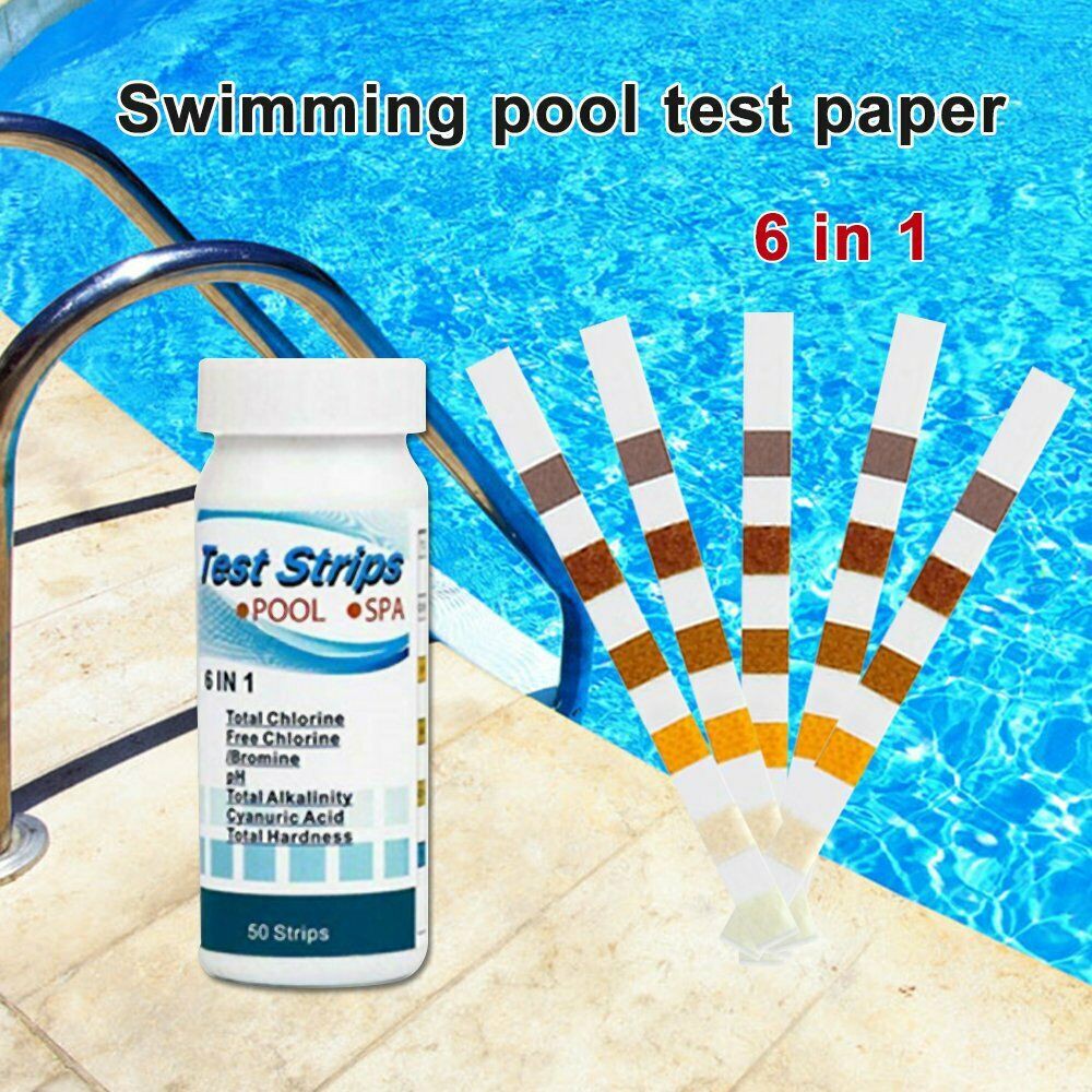 50/100Pcs 6 IN 1 Chlorine Dip Test Strips Hot Tub SPA Swimming Pool PH ...