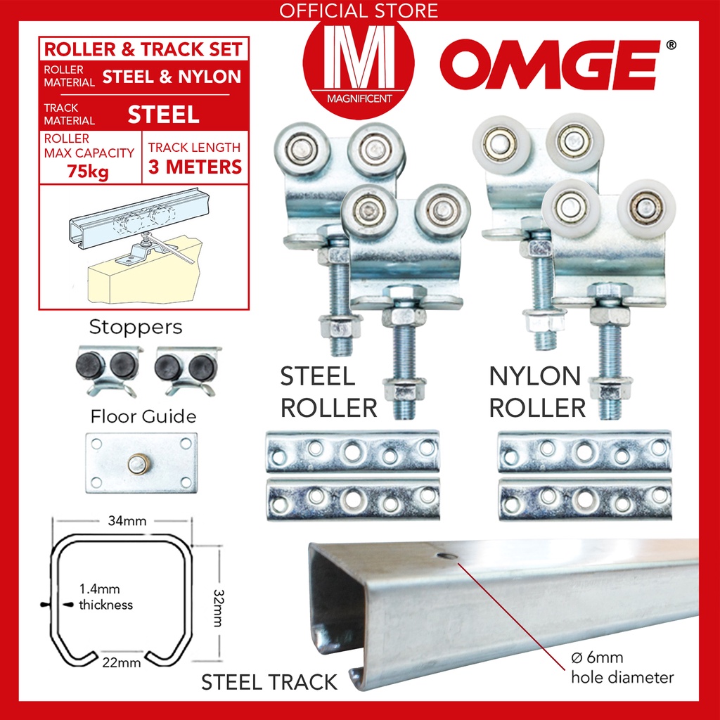 Heavy Duty Omge Hanger Roller and 3meter Steel Door Track for Sliding