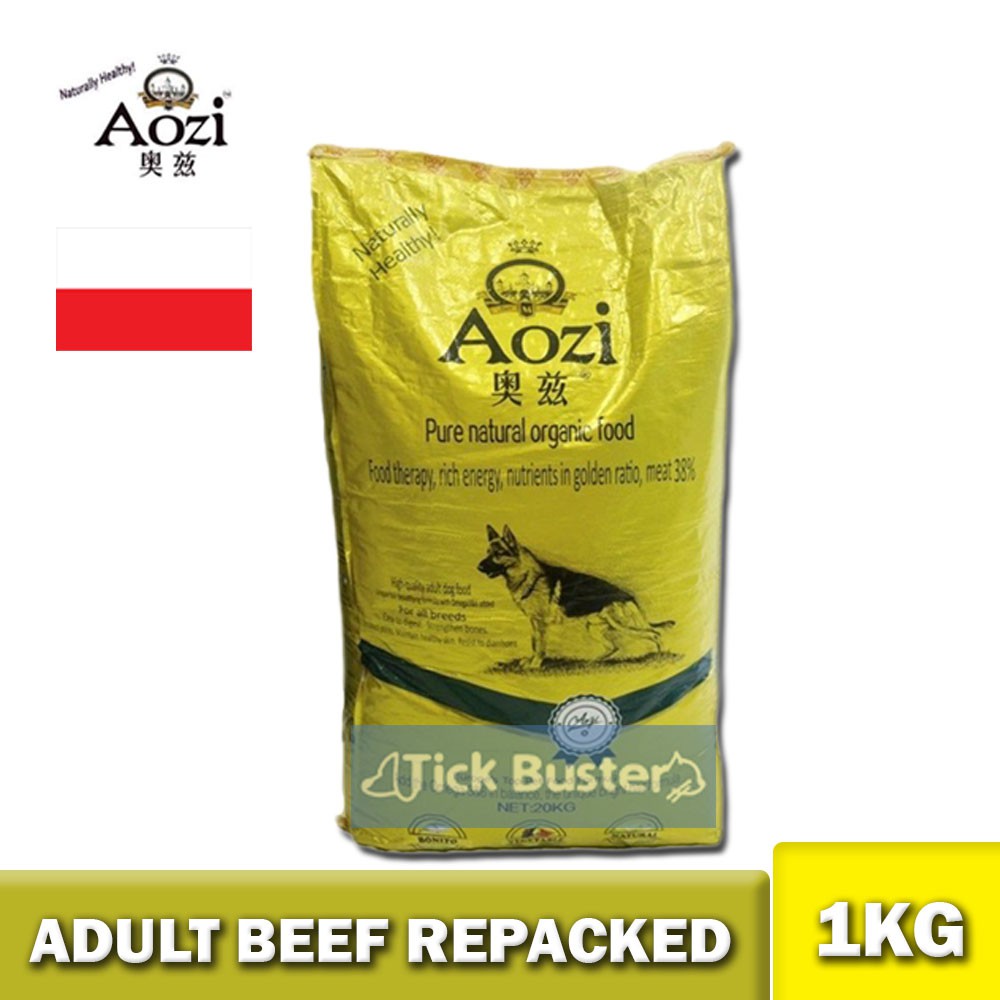 Aozi Organic Beef Adult & Puppy Dog Food 1KG Repacked with Expiration