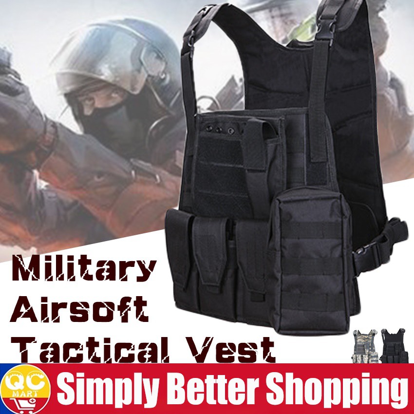 2 Color Swat Battle Tactical Military Airsoft Combat Assault Plate Carrier Vest 