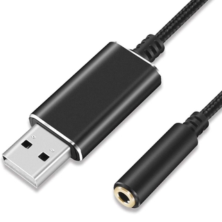 High Quality External Stereo Sound Card Cable / USB Male to Headphone Microphone Audio 3.5 mm Jack Female Adapter Cable / Compatible with PS4 Laptop PC and More