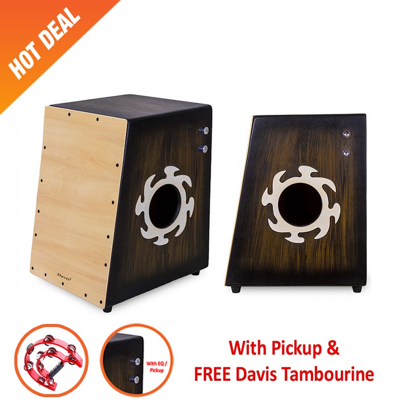 Davis Beatbox / Cajon with Pickup & FREE Tambourine (Black) Shopee