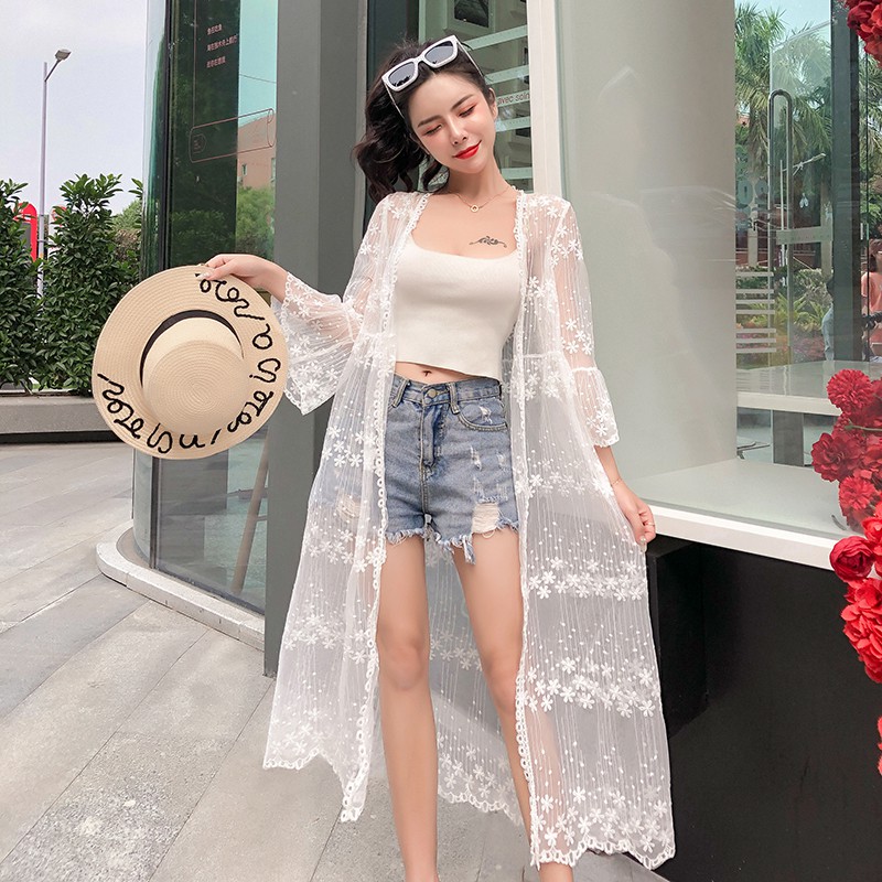 white beach cardigan