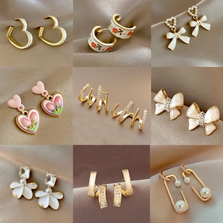 New Korea S925 Silver Retro Dangle Hoop Earrings Stud Earrings Ear Jewelry Accessory for Girls