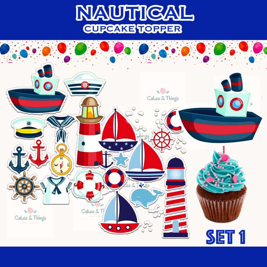 NAUTICAL Party Hat Cupcake Topper Shopee Philippines