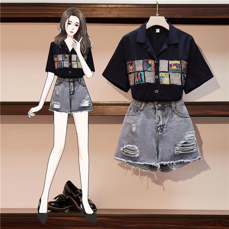 black denim two piece