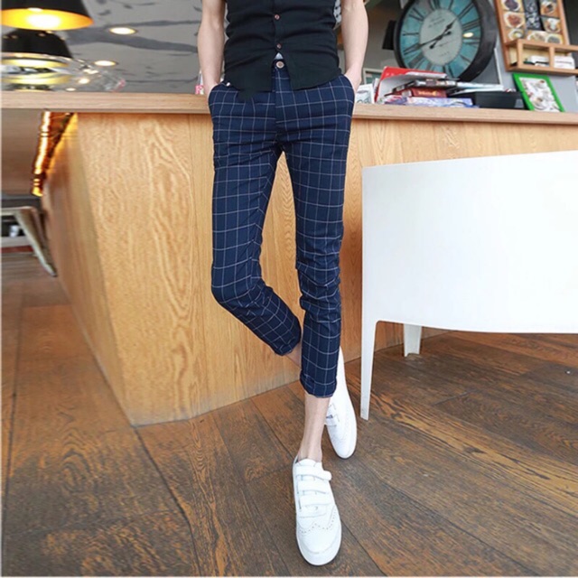 Korean fashional checkered pants w/pockets 027# | Shopee Philippines
