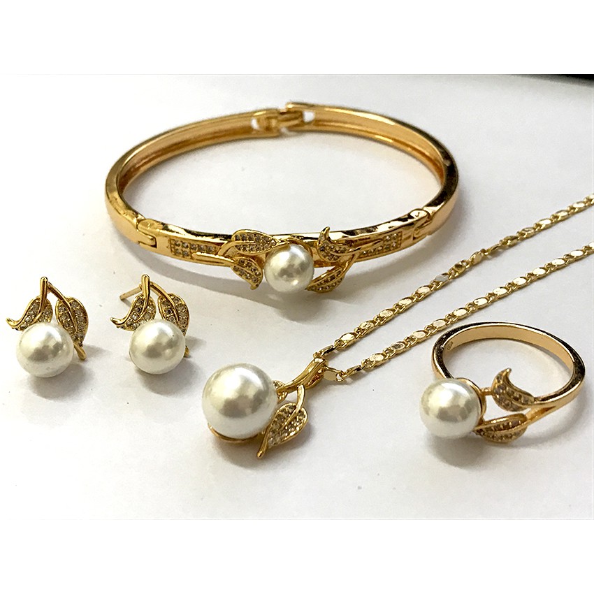 Jj00208 14k Bangkok Gold Jewelry Set With Box Shopee Philippines