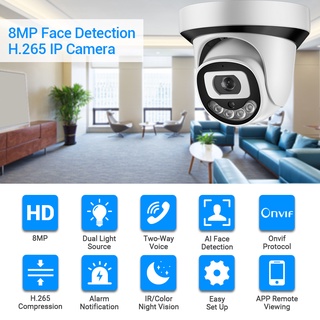 Hamrol 8MP/4K Ultra HD Face Detection Color Night Vision Audio H.265 POE Indoor Camera Two-way Voice IPAI Alarm Video Surveillance CCTV Camera Infrared Night Vision P2P XMEYE #2