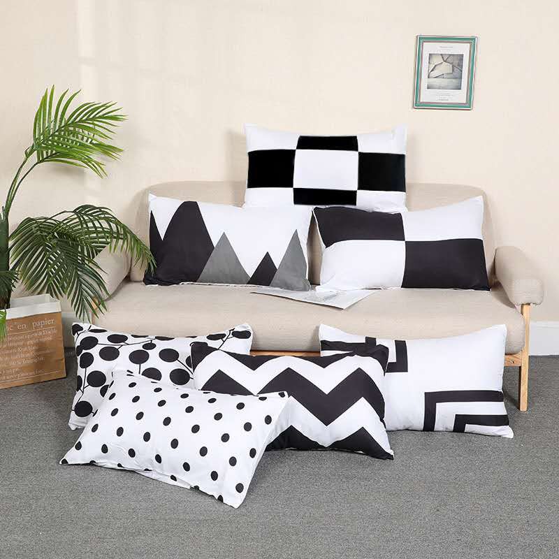 Home Plus MM5A Black And White Geometric Pillow Case 18x28 Inches