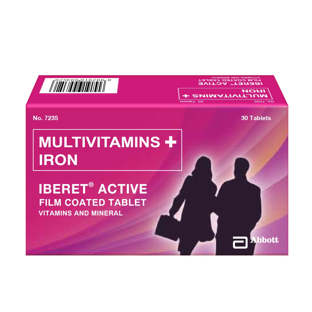 MULTIVITAMINS + IRON Iberet Active FilmCoated 30 Tablets Shopee
