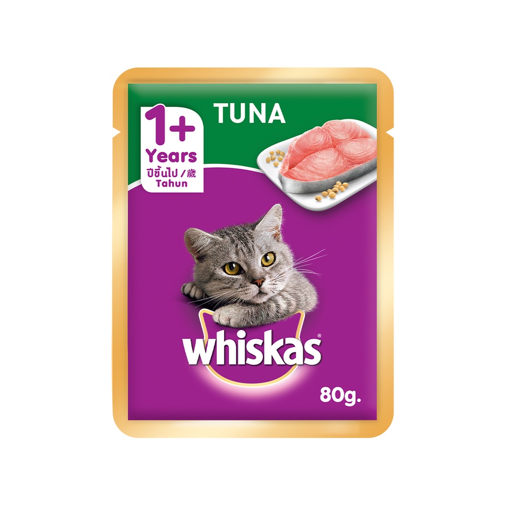 WHISKAS Cat Food Wet Pouch – Tuna Flavor Wet Food for Cats Aged 1+ Years (24-Pack), 80g. #9