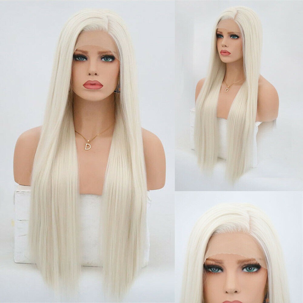 Platinum Blonde Wigs Side Part Wig 