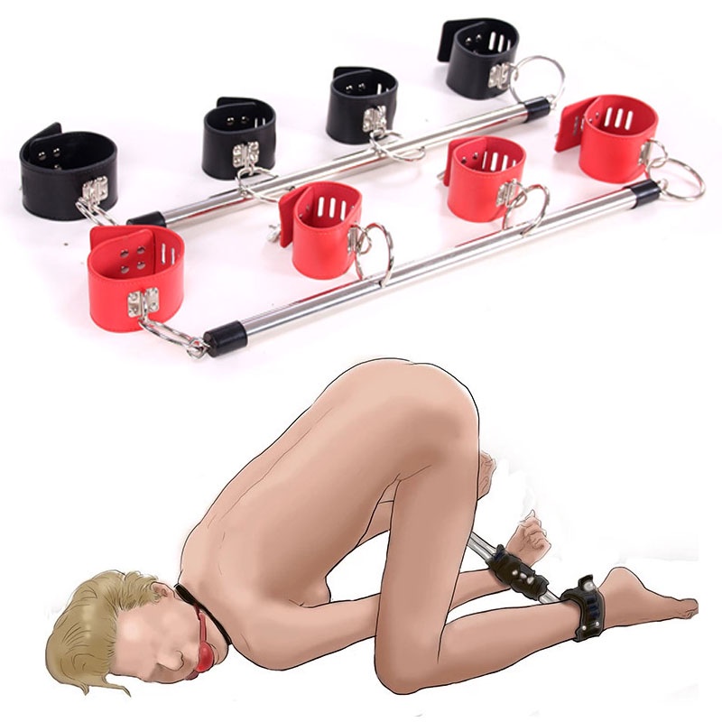 SM Bondage Erotic Toys Handcuffs Anklecuffs Stainless Steel Spreader Bar Slave Cosplay Restraint Sex