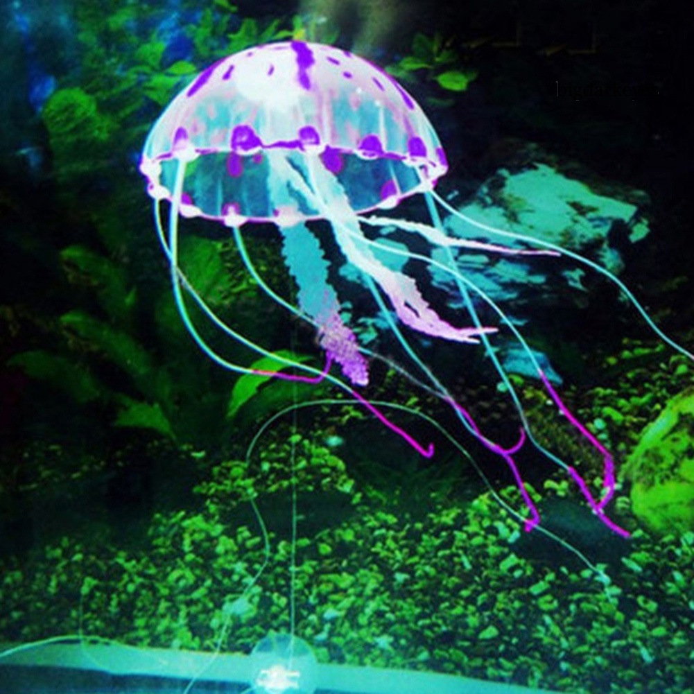 Aquarium Glowing Artificial Jellyfish Silicone Fish Tank Submarines Ornament #6