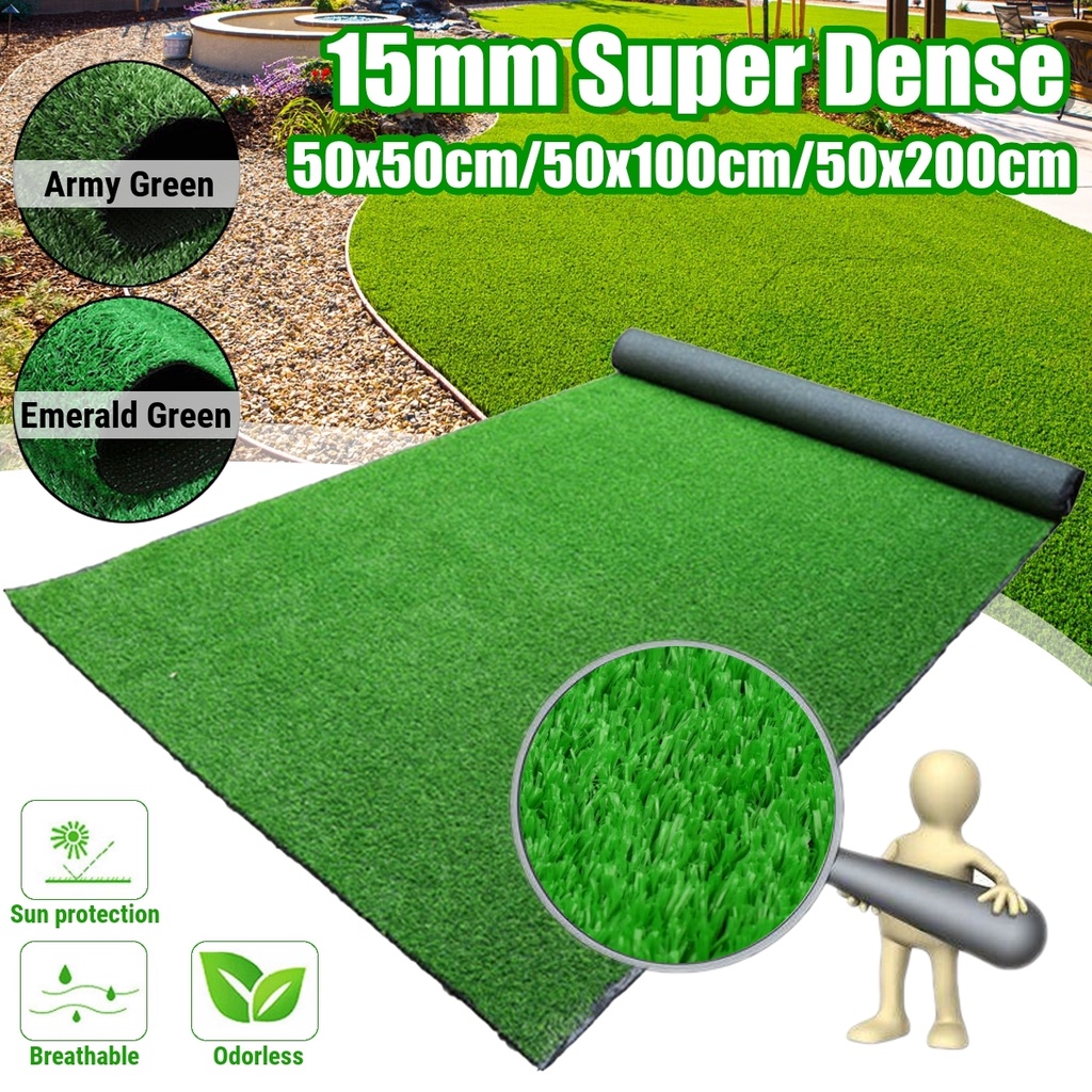 Super Dense Artificial Turf Grass Synthetic Realistic Mat Rug Fake Lawn Carpet Amazingogo