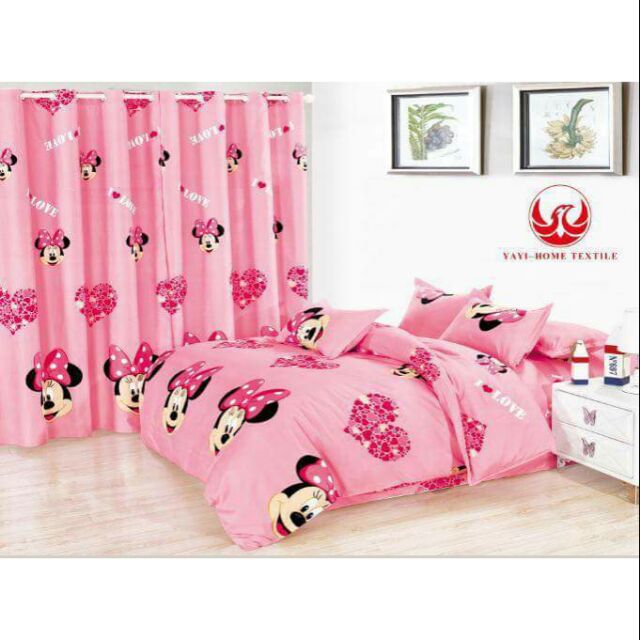 Minnie Mouse Bedsheet Set With Curtain Code 103739