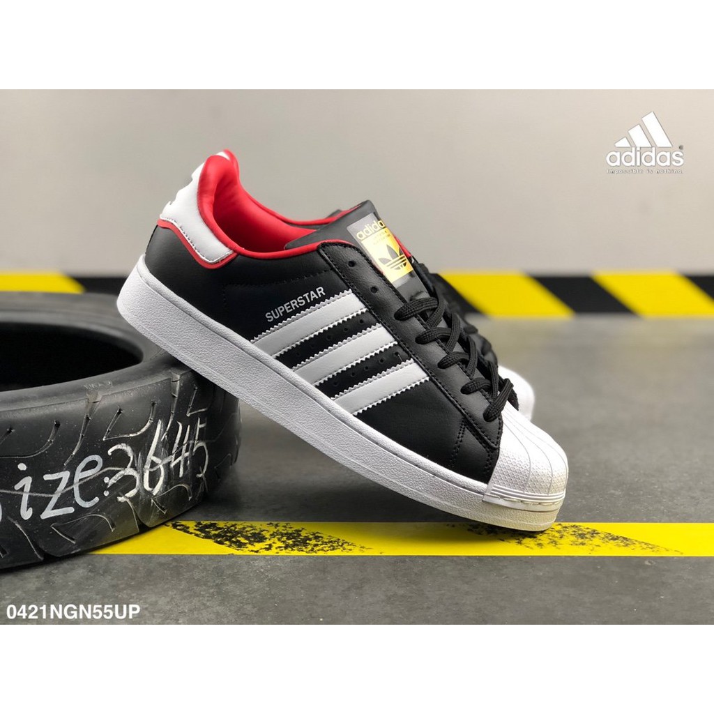 adidas superstar black and red