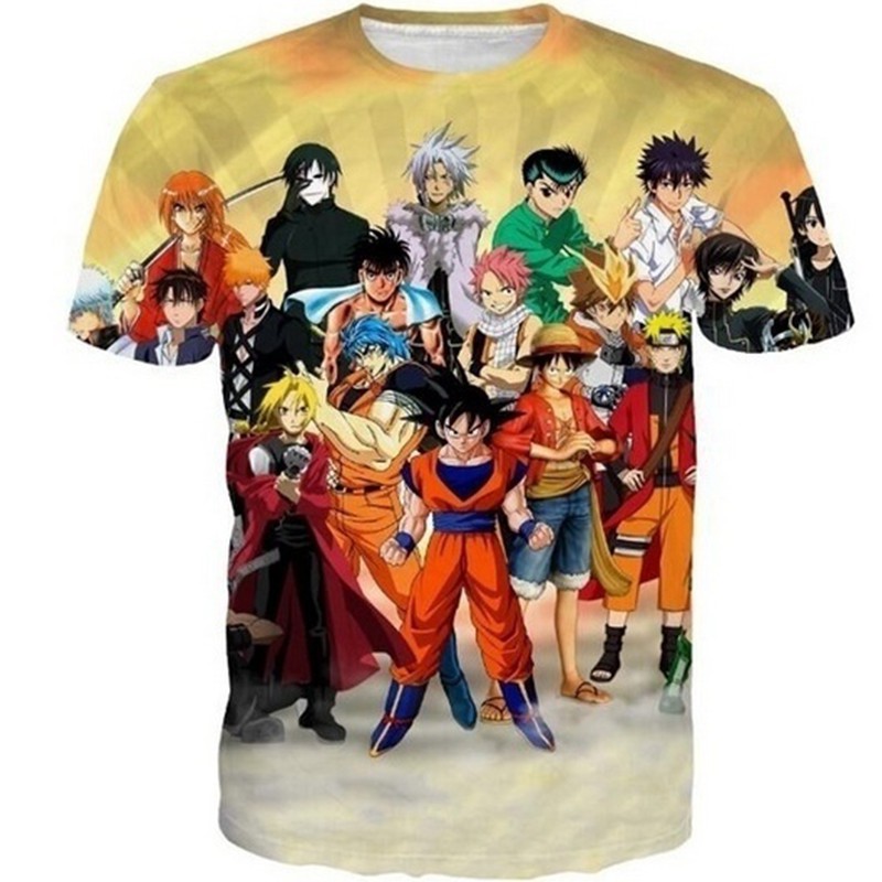 Men Women Anime T Shirts Dragon Ball Z Goku One Piece Luffy Naruto Fairy Tail Bleach 3d T Shirt Shopee Philippines