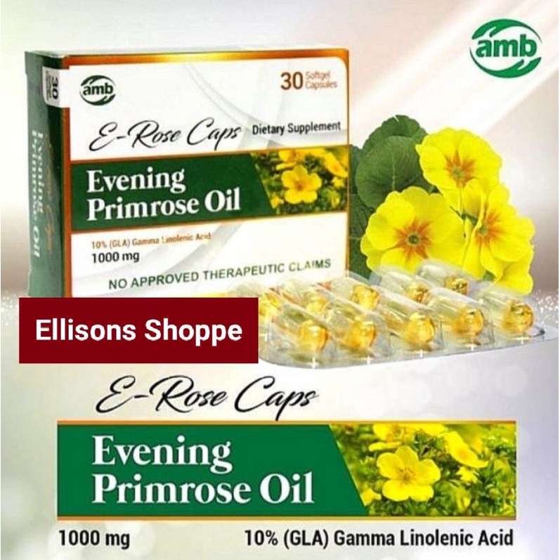 ERose Caps Evening Primrose Oil 1000mg+ GLA 100mg Box of 30 Softgel