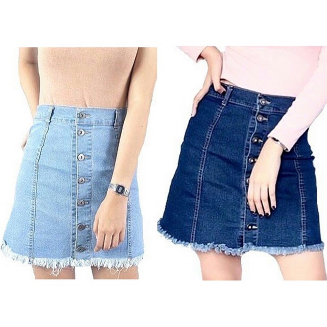 high waist maong skirt