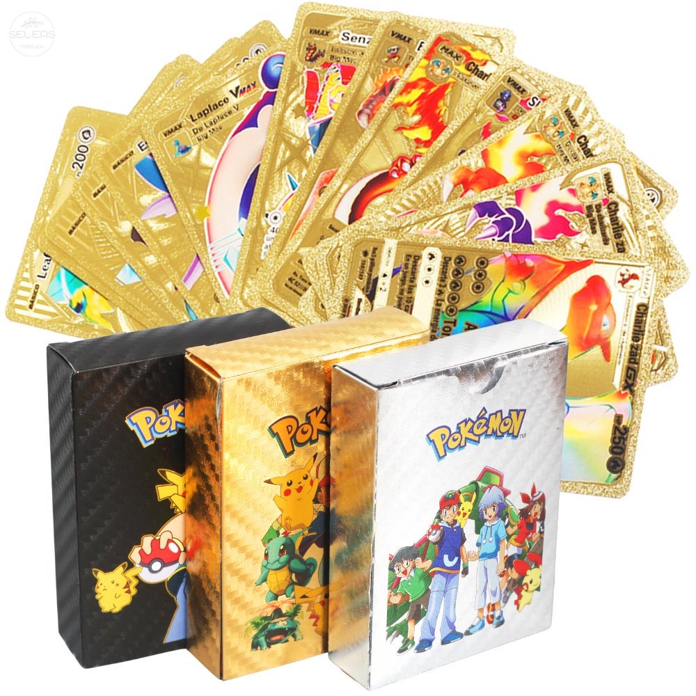 55pcs Gold Metal Pikachu Pokemon Cards Shopee Philippines 