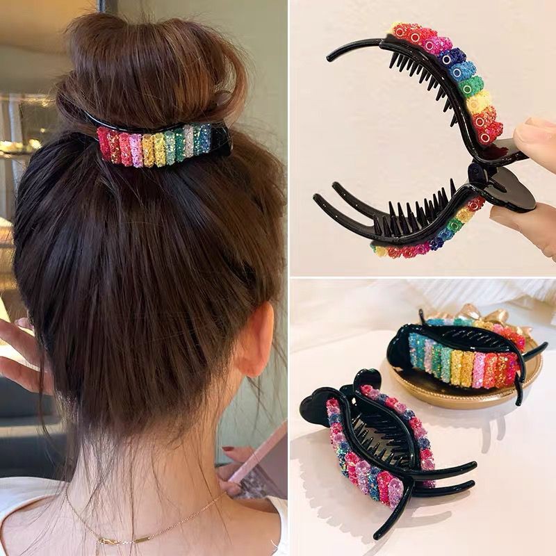 Rainbow Hair Claw Clips Colorful Medium Size Hair Claws Ponytail