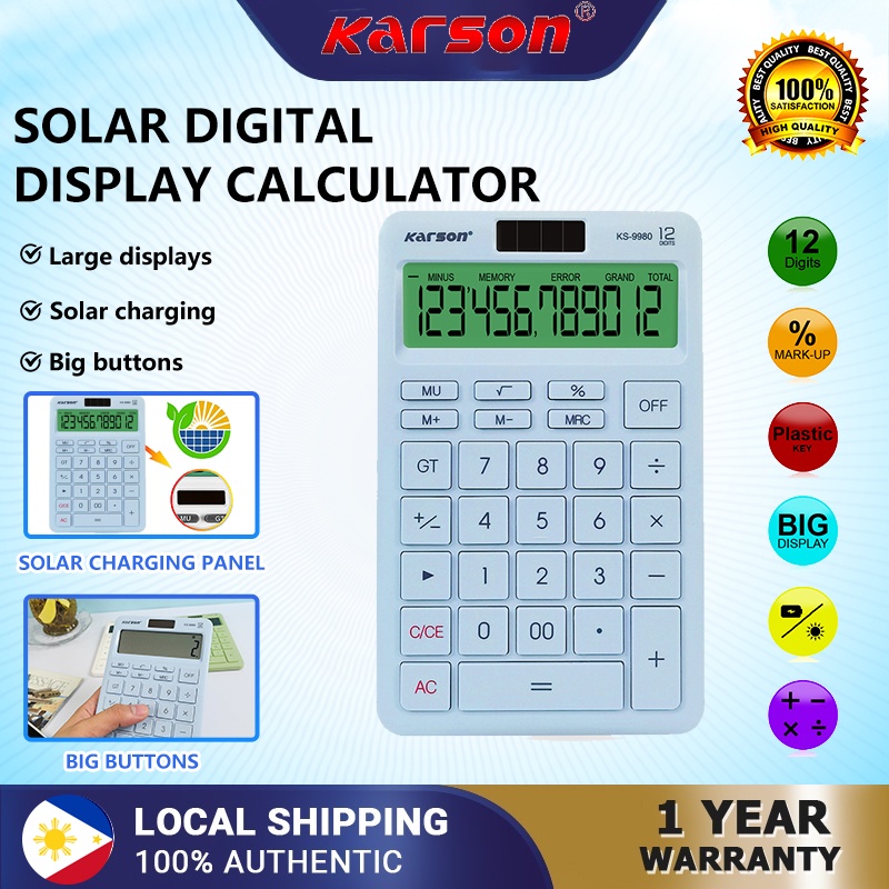KARSON calculator solar battery powered electronic calculator with 12