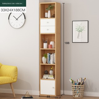 Cabinet Living Room By The Wall, Ultra Slim Bookcase With Doors