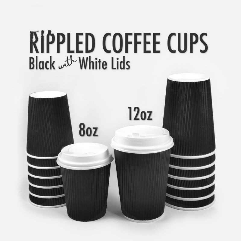 25pcs Rippled Coffee Paper Cup BLACK | Shopee Philippines