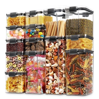 Food Storage Container, BPA Free Plastic Cereal Containers with Easy Lock Lids, Kitchen and Pantry