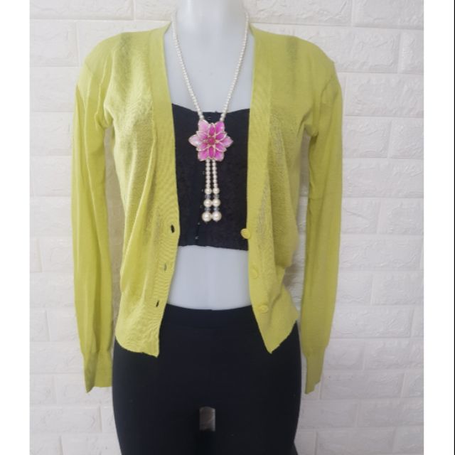 lime green long cardigan