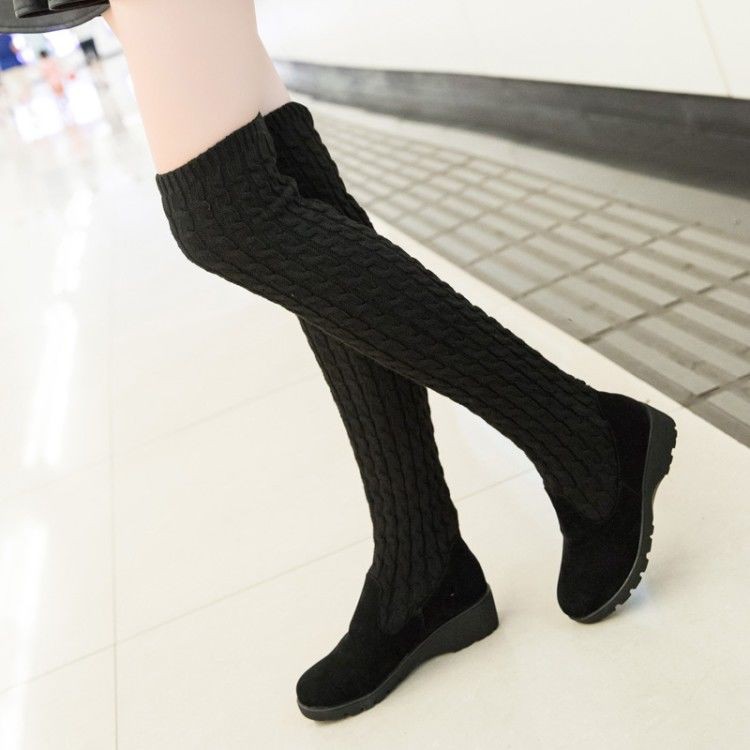 thigh high sock boots flat