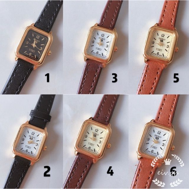 SEIKO Ladies Small Square Watch with Leather Strap | Shopee Philippines