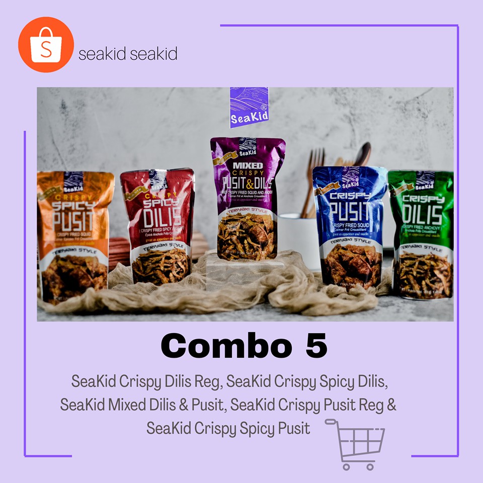 Combo 5 Seakid Crispy Dilis & Pusit in Pouch 40g | Shopee Philippines