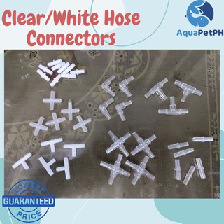 Aquarium Hose Connector ( Straight , L ,  T , X ) Clear / White - Aquapet