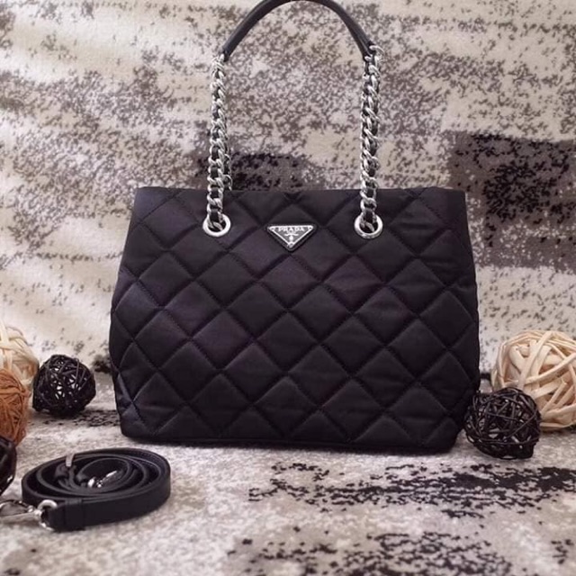 prada quilted tote bag