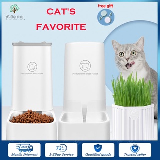 (hot sale)[flash sale] Pet Automatic Food Water Dispenser Dog Cat Food Feeder Water Fountain 3.8L La