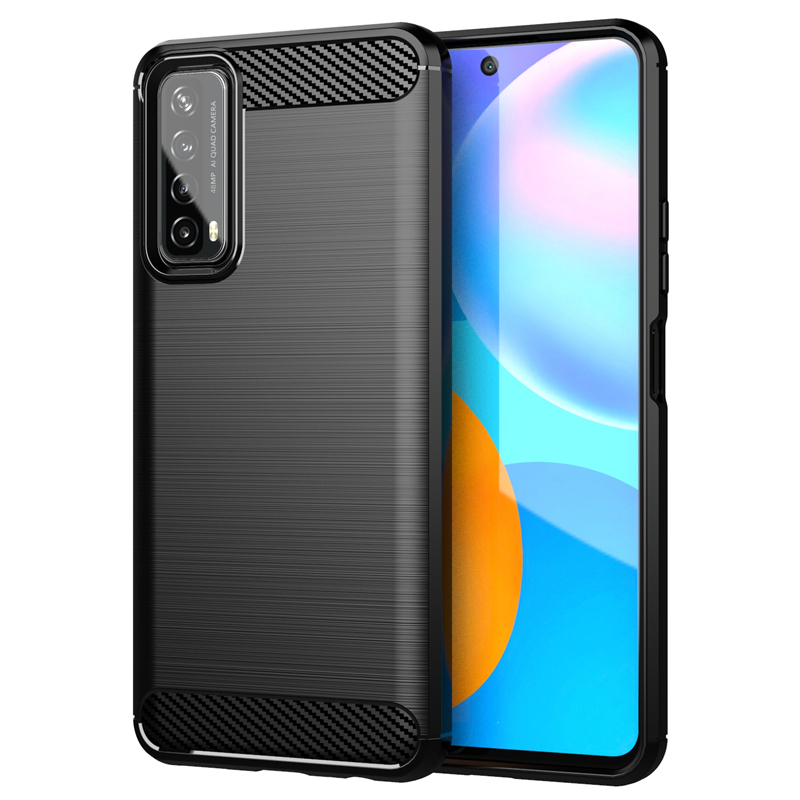 Huawei Y7a Casing Armor Carbon Fiber TPU Soft Silicone Case Back Cover