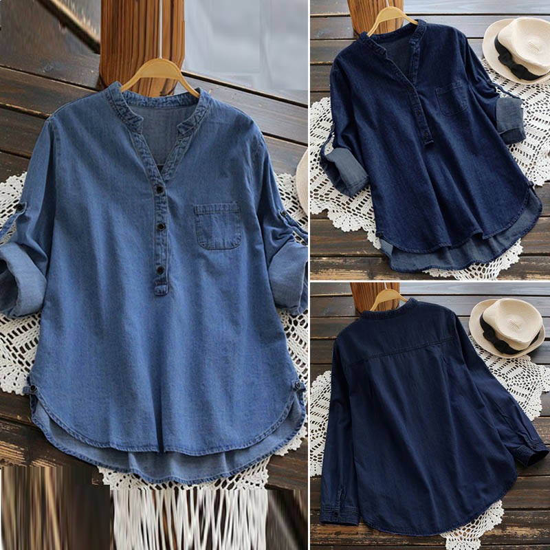 long denim blouse