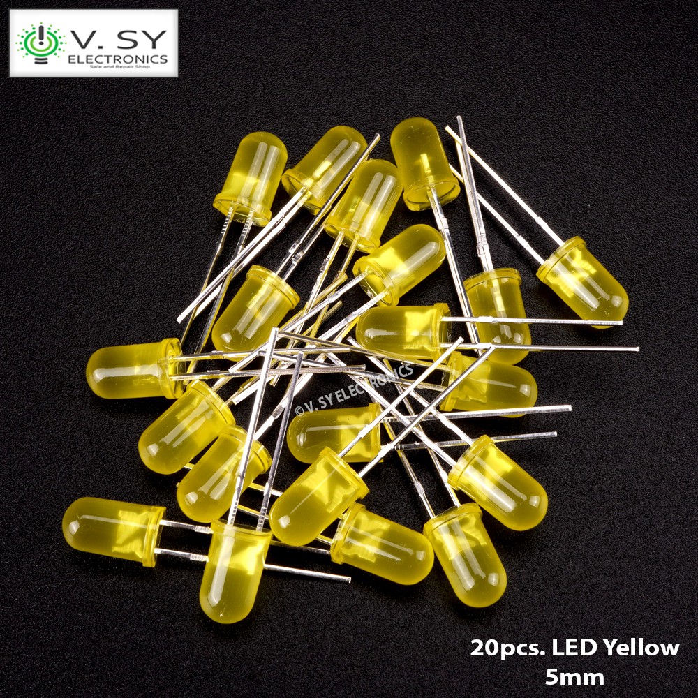 20pcs. LED Lights 5mm Yellow Light Emitting Diode 3V DC Shopee