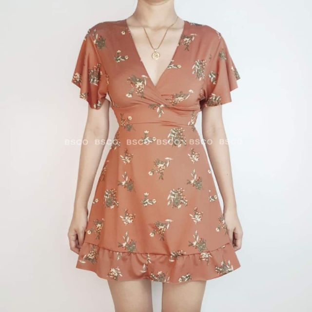 Brown/Rustic Floral Dress | Shopee Philippines
