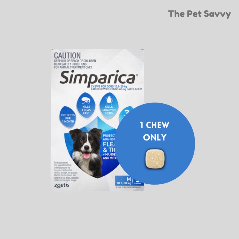 SIMPARICA Tick And Fleas Treatment and Prevention For Dogs 40 mg (10.1