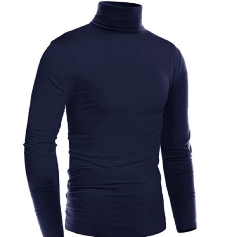 jonivey Mens Basic Turtleneck Long Sleeve Solid Casual Knitted T-Shirt Pullover Tops
