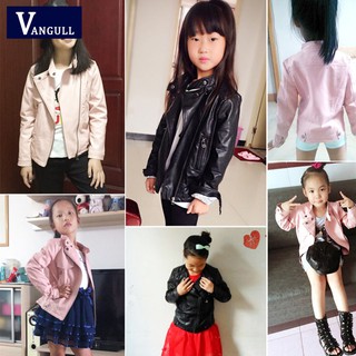 4-13Y 2019 spring pink Jaket kulit gadis Cute Kids PU Leather Jacket #8