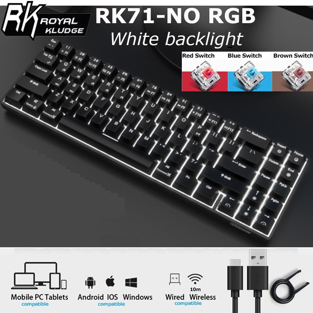 RK ROYAL KLUDGE RK71 RK61 71 Keyboard Layout RGB Wireless Mechanical ...