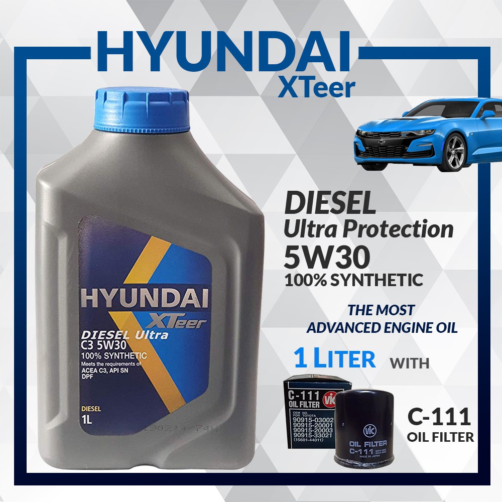 Hyundai Xteer Heavy Diesel Ultra C3 5W30 FULLY Synthetic Motor Oil 1L .