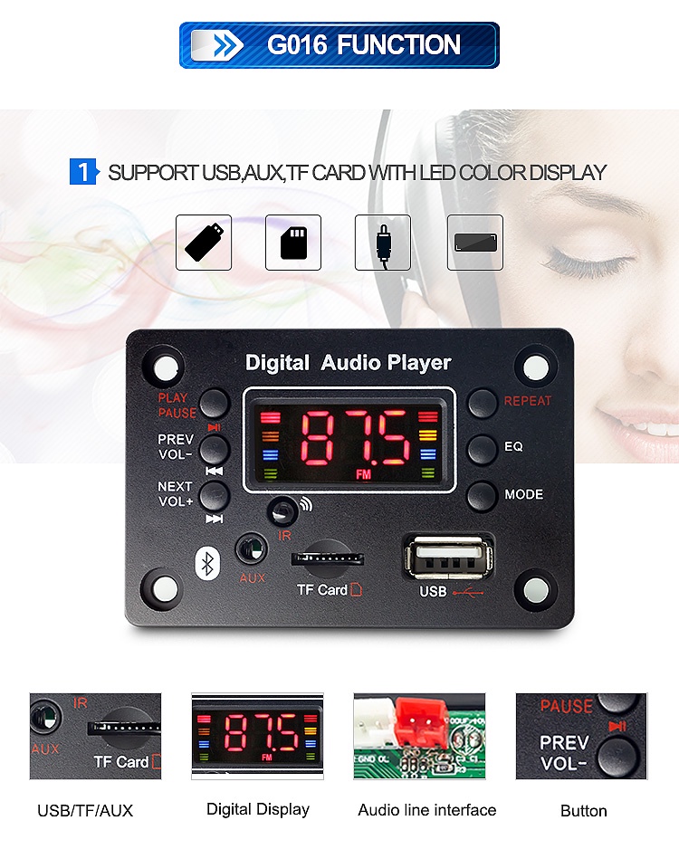 Wireless Bluetooth 5V 12V MP3 WMA Decoder Board MP3 Player Car Audio