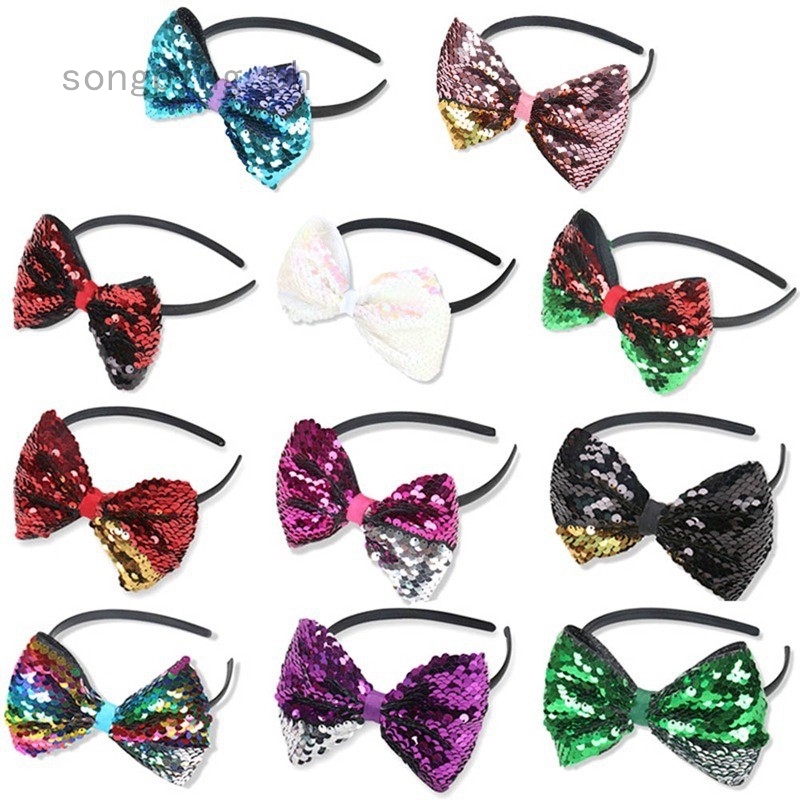 1pc Kids Hair Sticks Headband Mermaid Fish Scales Bow Hairbands