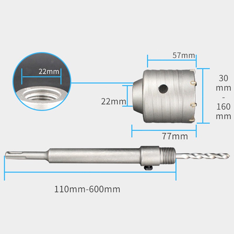 1 Set 68mm Concrete Hole Saw Electric Hollow Core Drill Bit Shank 110mm Cement Stone Wall Air Conditioner Alloy